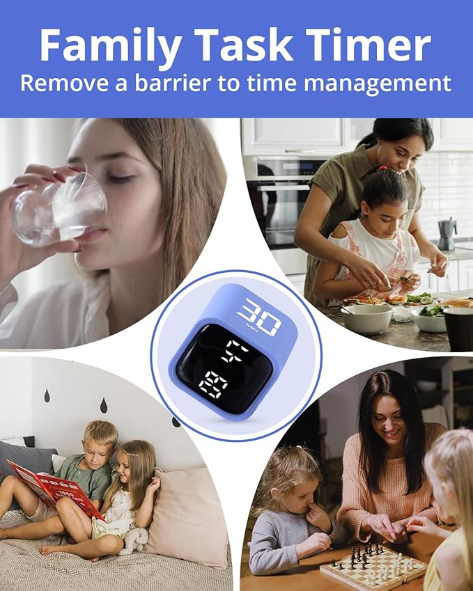 Productivity Timer Flip Gravity Sensor Cube Timer Countdown & Countup,Mute & Vibrate & Sound,5/10/30/60min & Custom Timing, Perfect for ADHD,Work,Learning,Kitchen Cooking (1Blue)