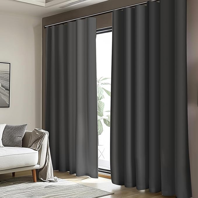 Cbsroro Room Divider Blackout Curtain Track Curtains Wall Dividers Panels Screen for Living Rooms Bedroom Office Privacy Partition Separation, W100 × L96 Inch,1 Panel, Black