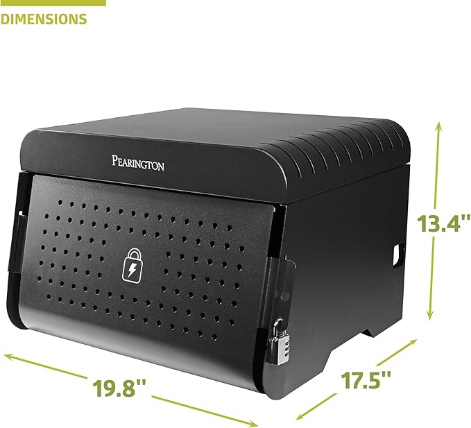 Pearington 12 Device Portable Charging Station for Tablets, iPads, Chromebooks, and Laptop Computers with Lock, Surge Protection, for Classroom or Office