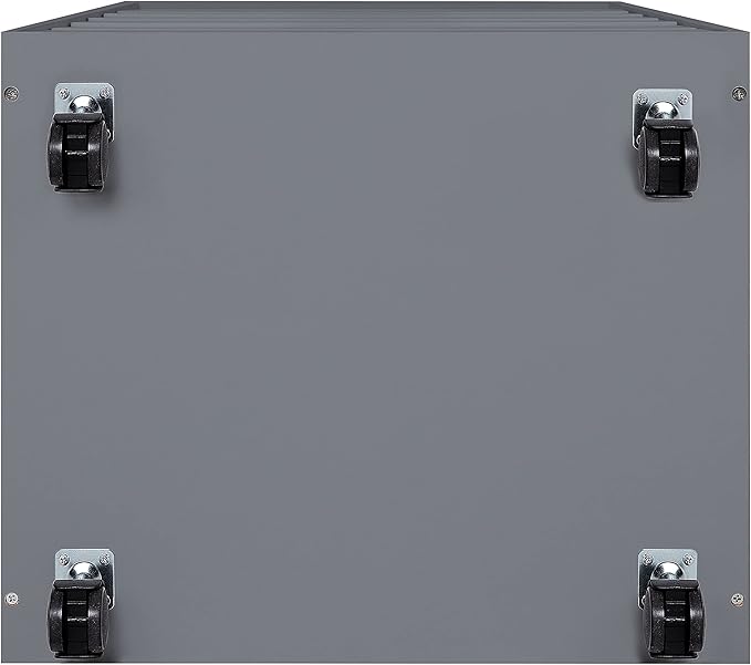 Naomi Home 7-Drawer Grey Dresser with Lockable Casters, Smooth Gliders, and Spacious Top - Sleek Storage for Bedroom or Office