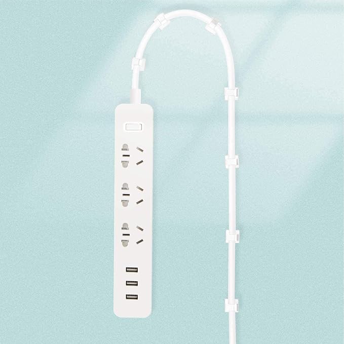 SOULWIT 50 Pcs Self Adhesive Cable Management Clips, Cable Organizers Sticky Wire Clips Cord Holder for TV PC Laptop Ethernet Cable Desktop Home Office (White)