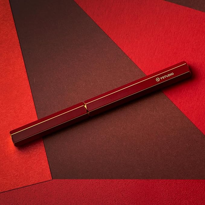 YSTUDIO Stunning Classic Revolve Fountain Pen, Schmidt Gilded Nib, Best Pen Gift Set for Men & Women, Professional, Executive Office, Nice Pens(red,M nib)