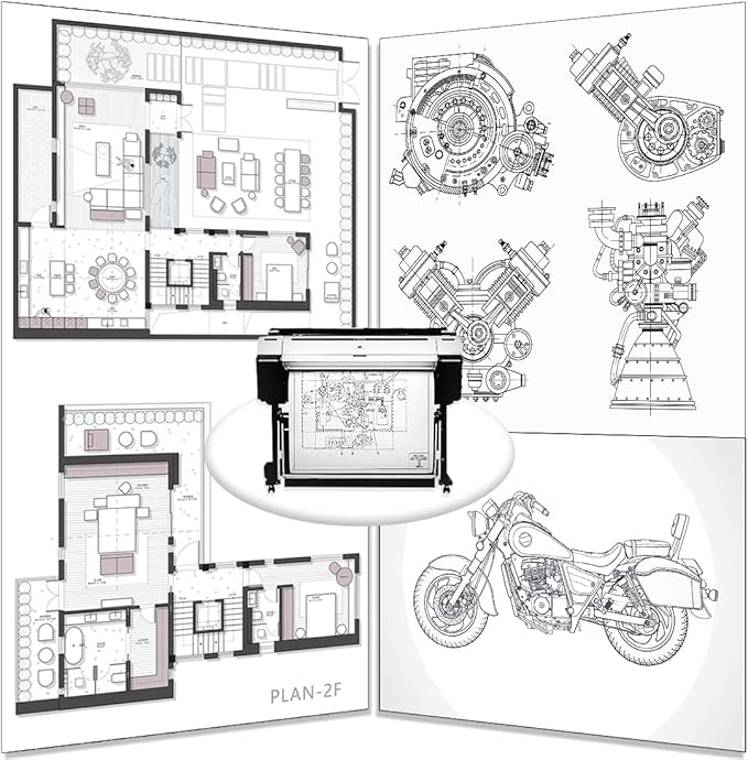 Plotter Paper 24" x 150', 2" Core 4.2 mil - 80 g/m² 20lb Bond Tracing Paper Roll for Wide Format Ink Jet Printers | Architectural Blueprints, Engineering Drawings, CAD, Custom-Sized Prints (4 Rolls)