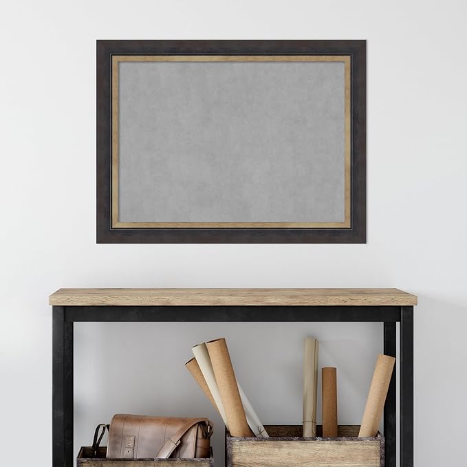 Amanti Art Black Framed Magnetic Board 25x33 Medium Vision Board for use with Magnets, 100% Metal Sheet to Display Items as Office Decor or for Home Organization in mudroom, Kitchen or Kids Room