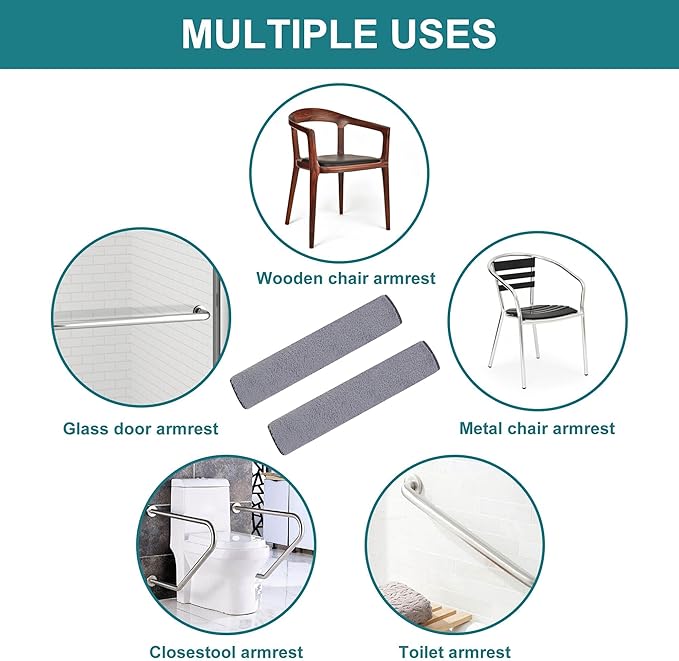 2 Pcs Small Armrest Pads Covers - Widened Self-Adhesive Straps Comfortable and Protective for Toilet Handle, Office Chairs, and Armrest Chairs Comfort Padding Pressure (Size:S)
