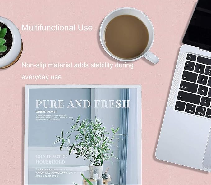 SUJAYU Dual Sided PU Leather Desk Pad, Mouse Pad, Office Desk Mat, Non-Slip Laptop Desk Pad, Waterproof Desk Writing Pad for Office and Home (23.6" x 11.8", Pink+Silver)