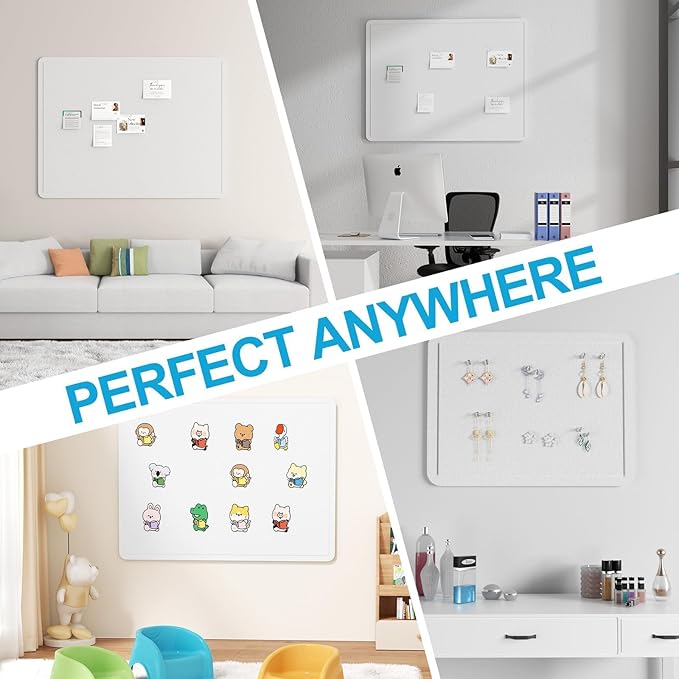 Large Felt Bulletin Board for Wall, 24"x18" Frameless Picture Board, Soft Felt Cork Board for Office, Home Planning & Office Wall Decor, Easy Install Pin Board