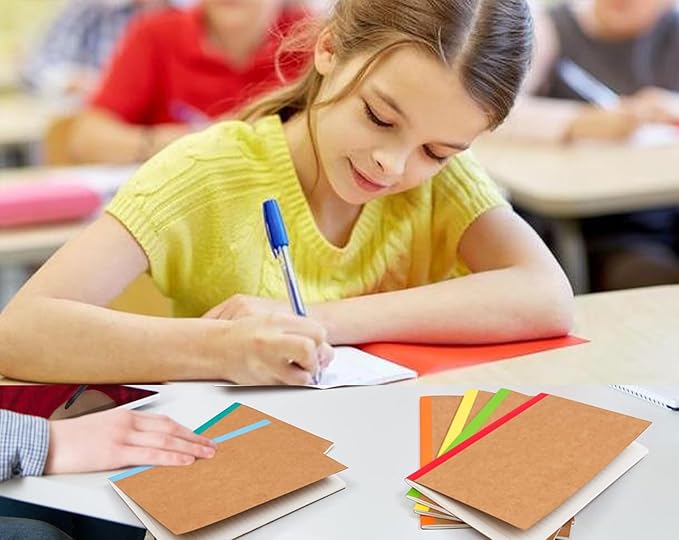 Zegrox 24 Pack A5 Kraft Notebooks, 60 Lined Pages Travel Journal Bulk, Soft Cover Notebooks for Women Girls Students, Making Plans Writing Memos Office School Supplies, 8.3 X 5.5 in