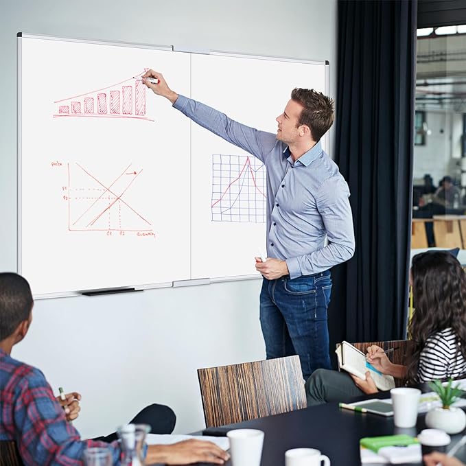 VIZ-PRO Magnetic Foldable Whiteboard, 48 x 36 Inches, Dry Erase Wall Mounted Board for School Office and Home