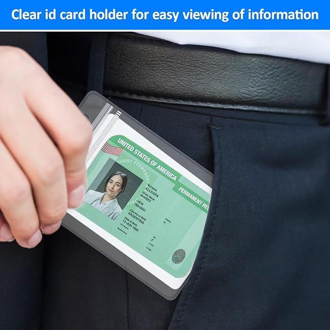 50 Pcs Vertical Plastic Badge Holder, Id Badge Holder Id Card Name Tag Holders with Waterproof Zip Thick Resealable Clear Plastic Name Badges Sleeve Bulk for Office, Home, Conference
