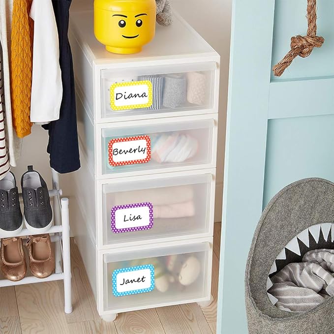 L LIKED 250 Stickers - 3.5" x 2.25"Colors Plain Name tag Labels with Perforated Line for School Office Home (Star - 250 Labels)