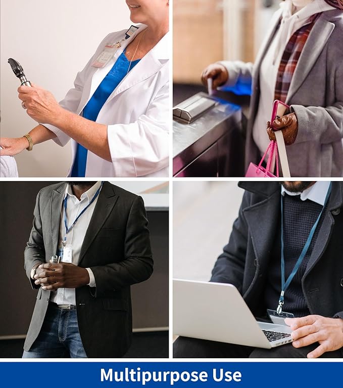 50 Pack Horizontal ID Badge Holder, Clear Plastic Lanyard Card Holders, Work Name Tag Sleeve Badges Protector Cover with Waterproof Resealable Zipper Type for Nurses, Women, Fits Credit Size Cards…