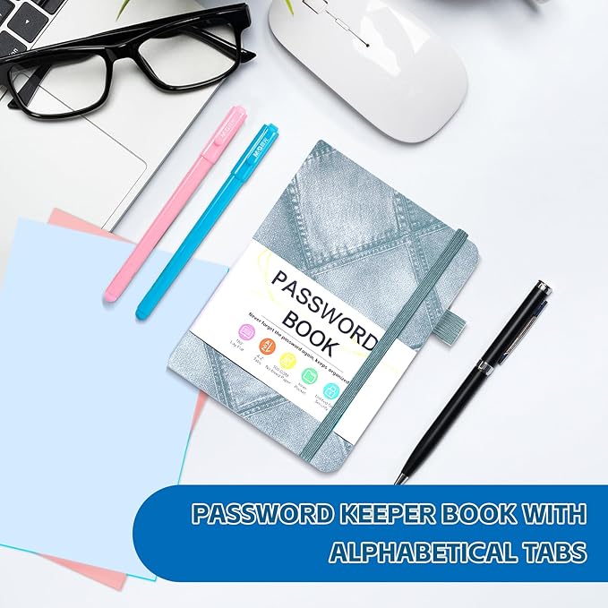 MOSA BEAR Password Keeper Book with Alphabetical Tabs,4.3"x5.7" Small Password Books for Seniors Password Notebook for Internet Website Address Log in Detail(NZQL)