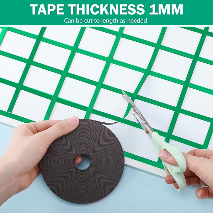 AmazingSpark Magnetic Tape Roll Thin Strips, 0.39 Inch x 33 Feet Magnetic Board Dividers Whiteboard Graphic Decorative Tape Marking Line for Classroom Office Art Accessories(Green)