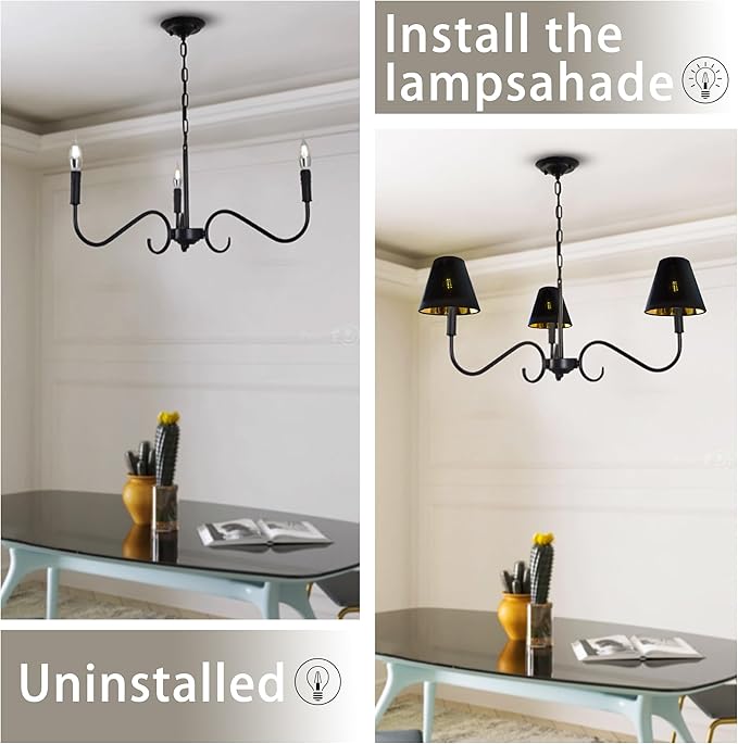 TAaMTYH small lamp shade chandelier shades set of 3,Fabric Lampshade for Wall Lamp,chandelier shades,small table lamps,For Cutting Edge bulbs, Clip-on Fitter Lampshade,3" X 6" X 5"