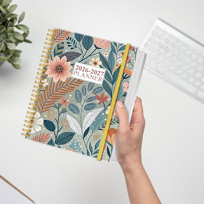 2026-2027 Planner - 18 Months Weekly & Monthly Planner from January 2026 - June 2027, Planners 2026-2027 with Elastic Closure, Inner Pocket, 8.5" x 11", Flower-A