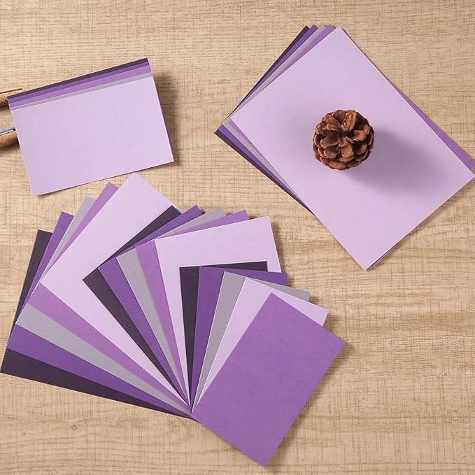 50 Sheets Colored Cardstock Paper 5 Colors Blank Flash Cards, 250 GSM Heavy Card Stock for DIY Art Projects, Cards (Purple, 4x6)