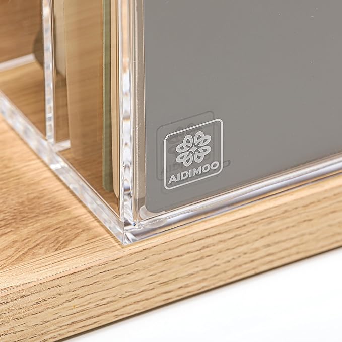 AIDIMOO Acrylic Magazine File Holder, 4 Vertical Compartments Desk Document Sorter Organizer, Clear Folder Rack Binder for Office/Documents/Classroom, for Home, Tablet, Magazines, Books & Accessories