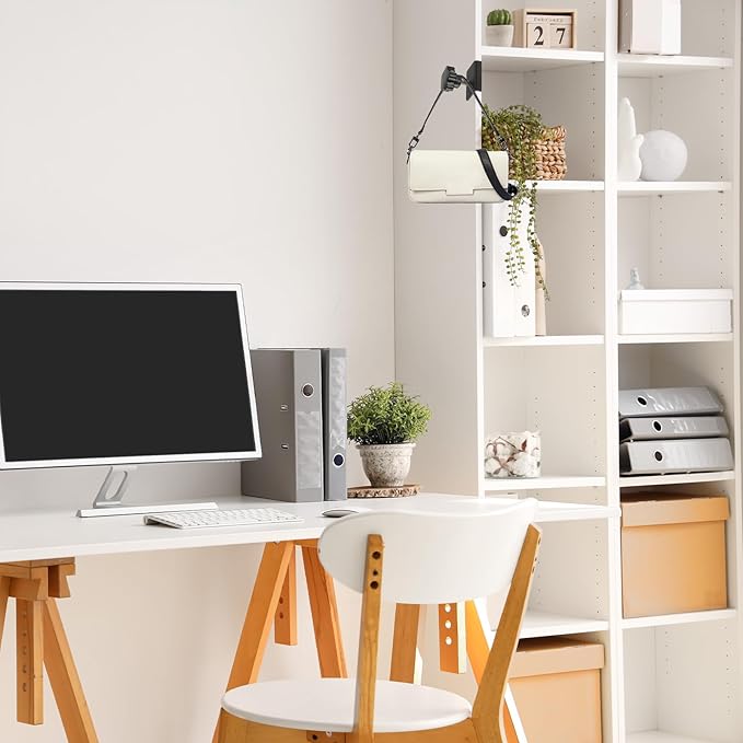 PATIKIL 2 Pcs 1/8" to 1/2" Adjustable Desk Divider Partition Clips, Aluminum Sneeze Guard Support Clamps Desktop Divider Clips for Offices Stores, Counter Privacy Panel,White
