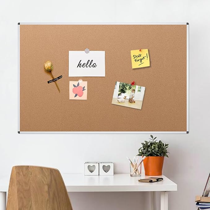 VIZ-PRO Cork Notice Board Bulletin Board, 96 X 48 Inches, Pack of 2, Silver Aluminium Frame