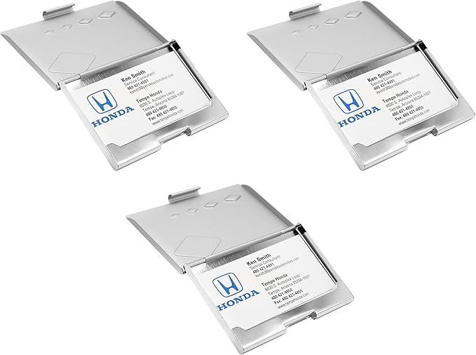 Stephanie Imports Set of 3 Slim & Minimalist Metal Business Card Holder Unisex Case (Silver Diamonds)