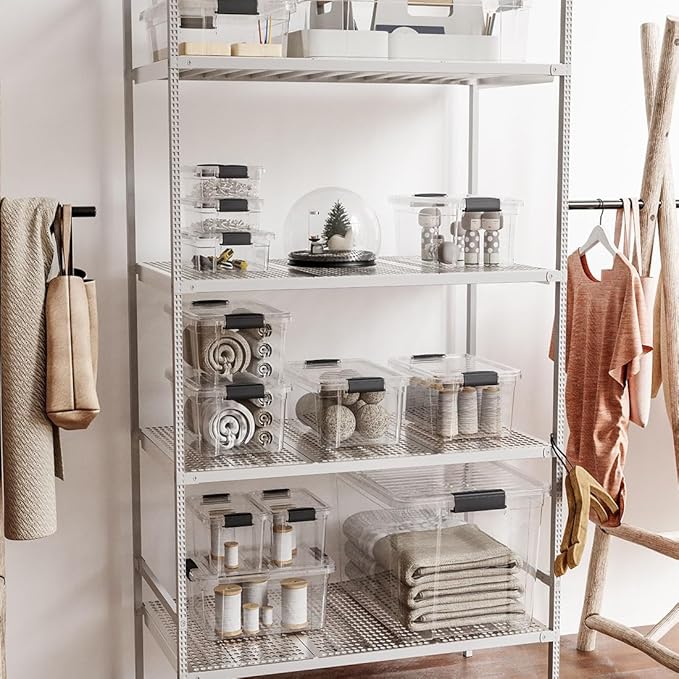 Superio Storage Bins with Lids- 2 Pack, 1.85 Qt Clear Boxes for Organizing, Stackable Plastic Containers- BPA Free, Non-Toxic, Odor Free, Organizer for Home, Office, Dorm