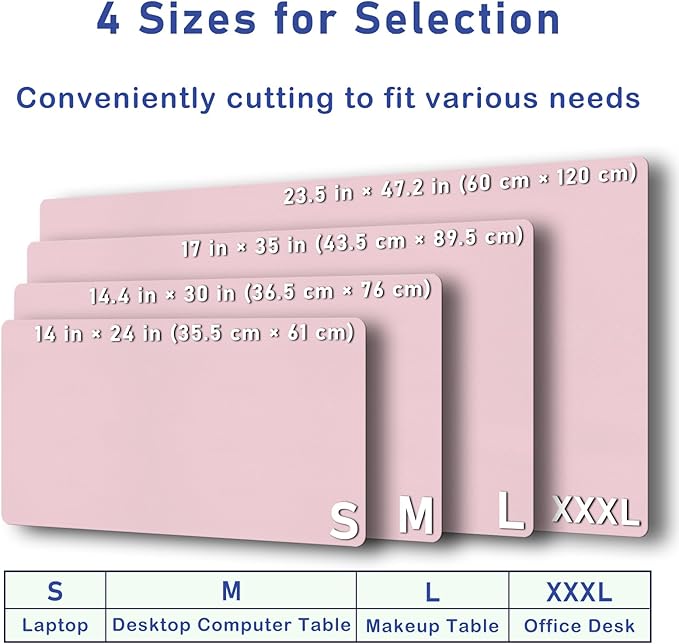 Boutilon Leather Desk Pad Protector,Non-Slip Mouse Pad,Laptop Desk Pad,Office Mouse Mat,Waterproof Leather Desk Blotter,Desk Writing Pad for Office and Home (M-Light Pink,30"x14")