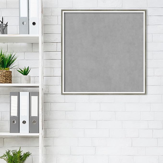 Amanti Art Silver Framed Magnetic Board 25x25 Medium Vision Board for use with Magnets, 100% Metal Sheet to Display Items as Office Decor or for Home Organization in mudroom, Kitchen or Kids Room