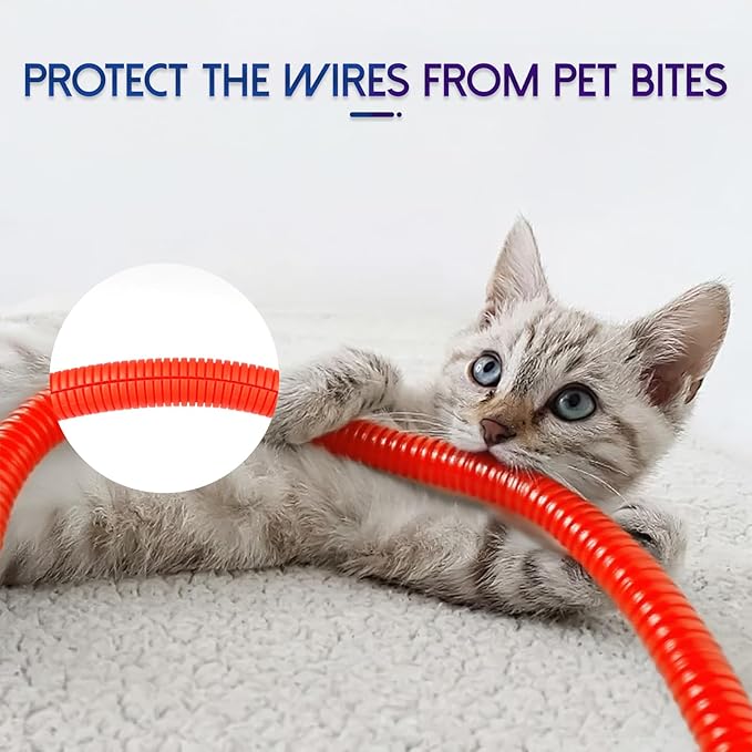 Split Wire Loom Tubing, 10,25ft Cord Protectors from Pets No Chew, Flexible Wire Covers Cord Protectors, Protective Split Cable Sleeve for Automotive Home Industrial Wires(Red, 1.12inch-25ft)