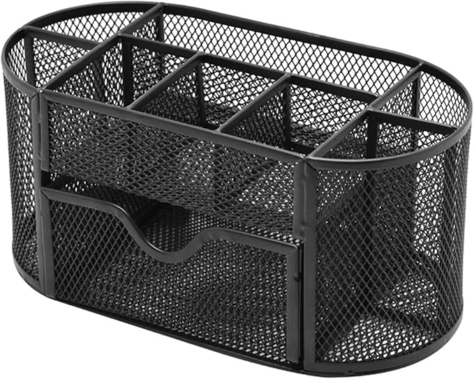 PAKASEPT Desk Organizers, Mesh Desk Organizer Caddy Supplies with Compartments, Makeup Marker Desktop Storage for Office School Home Supplies Teacher Students
