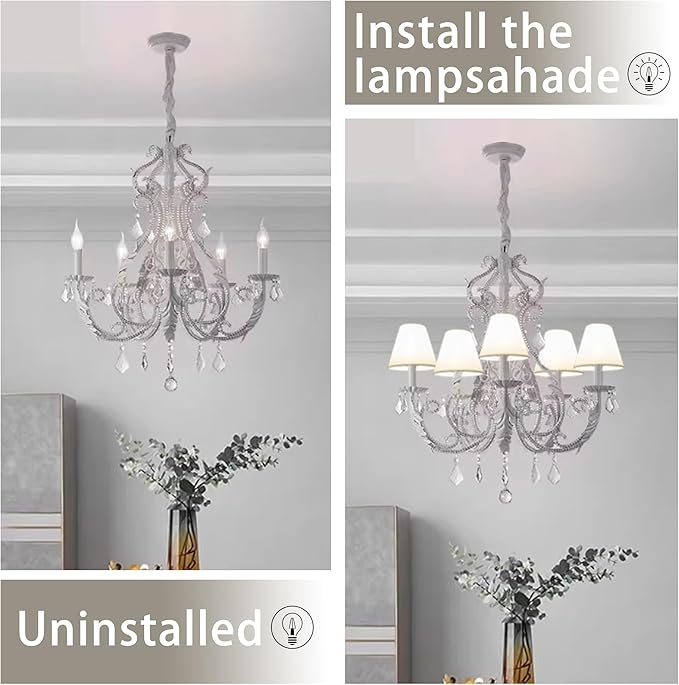TAaMTYH small lamp shade chandelier shades set of 6,Fabric Lampshade for Wall Lamp,chandelier shades,small table lamps,For Cutting Edge bulbs, Clip-on Fitter Lampshade,3" X 6" X 5"