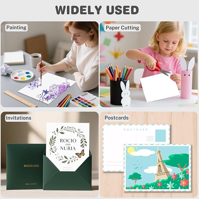 White Cardstock 8.5 X 11, 40 Sheets Card Stock, 75lb/ 200gsm Copy Paper, Cardstock Printer Paper For Art, Drawing, Invitations, DIY Cards, Watercolor, Craft, Construction, School & Office Supplies