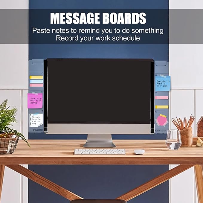 Multifunction Computer Monitor Memo Board - Transparent Computer Side Panel Memo Creative Monitor Side Panel with Phone Holder Suitable for Office Home Desktop,Left and Right (4pcs)