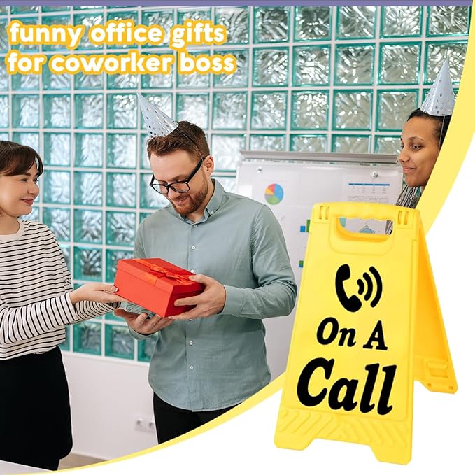 Funny Office Desk Accessories,Workplace Status Indicator Office Cubicle Decor,Phone Holder Mirror Acrylic Table Signs,Meeting in Progress Desk Decor, Privacy Please,Team Gifts for Director(On A Call)