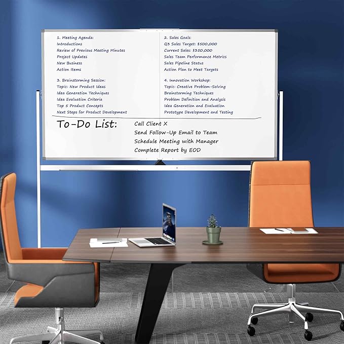 Neatsure Large Rolling Whiteboard on Wheels, 72" x 40" Double-Sided Mobile White Board with Stand, Portable Standing Magnetic Dry Erase Board Easel for Home Office Classroom School, Silver