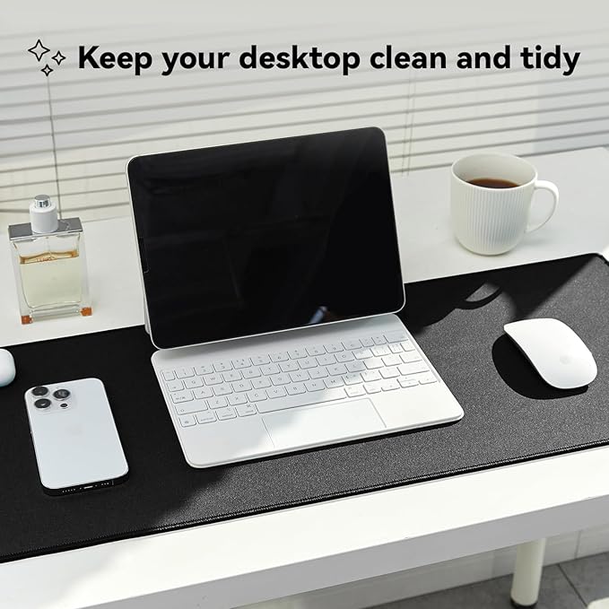 Reniteco Waterproof Large Gaming Mouse Pad with Durable Stitched Edges, Non-Slip Rubber Base, Grainy Jacquard Mouse Mat Desk Pad for Home Office Gaming, 27.6"x11.8"x0.12", Matte Black