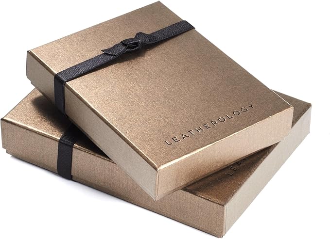 Leatherology Premium Ebony Business Card Case, Magnetic Closure ID Holder, Full Grain Leather