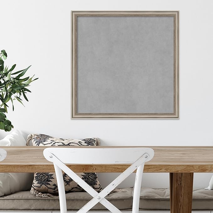 Amanti Art Silver Framed Magnetic Board 22x22 Medium Vision Board for use with Magnets, 100% Metal Sheet to Display Items as Office Decor or for Home Organization in mudroom, Kitchen or Kids Room