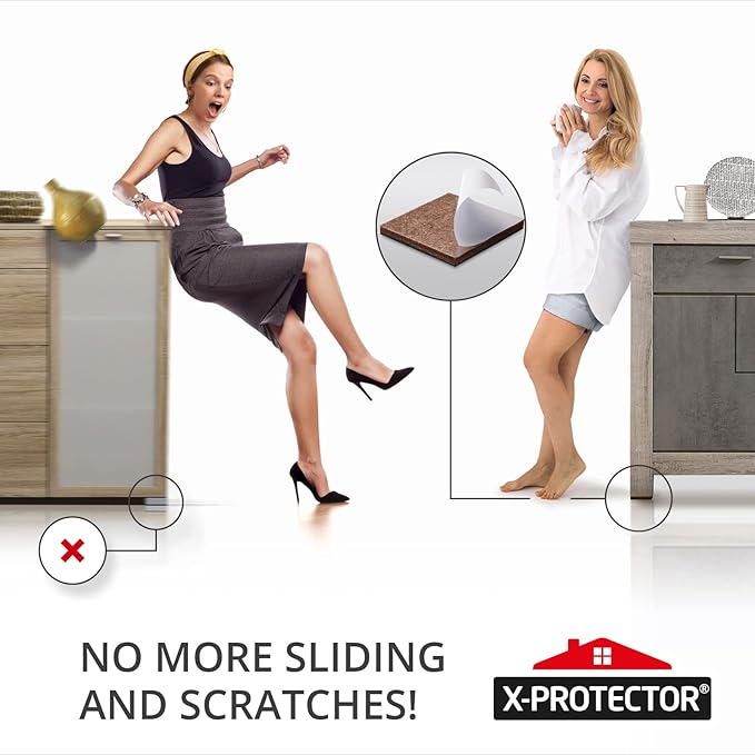 X-PROTECTOR Non Slip Furniture Pads - 8 pcs Premium Furniture Grippers 4"! Self-Adhesive Rubber Feet Furniture Feet - Ideal Non Skid Furniture Pad Floor Protectors - Keep Furniture in Place!