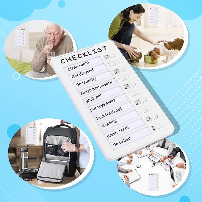 2-Pack Magnetic Dry Erase Checklist Board – Reusable Whiteboard Task Planner with Sliding Checkmarks, Includes Cards & Mounting Tape