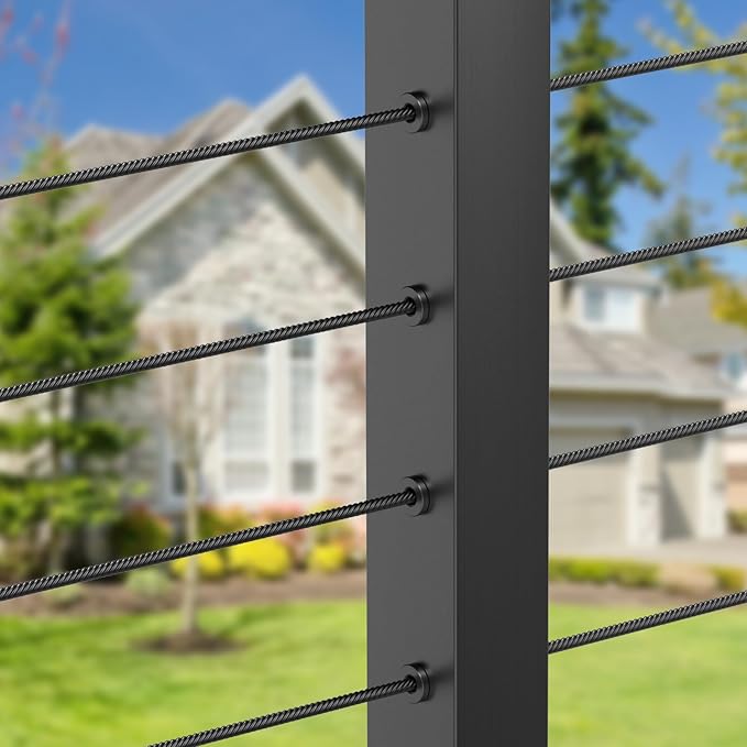 BLIKA Upgraded 40 Pack Stainless Steel Black Protector Sleeves for 1/8" 5/32" or 3/16" Deck Cable Railing, for Metal Posts, T316 Marine Grade, Cable Railing Protector Sleeves, Cable Railing Post Kits