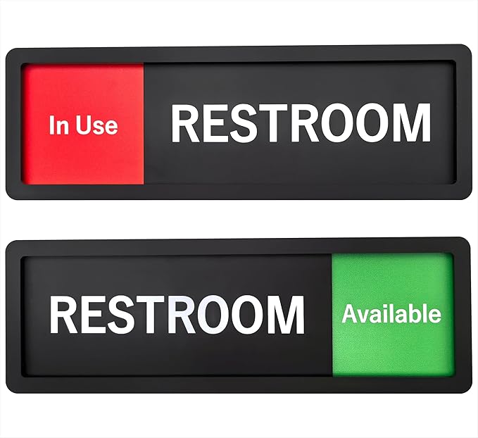 Restroom Sign – In Use/Available Slide Switch Sign ,Premium Durable Acrylic Material, Super Strong Self-Adhesive, Quick Installation, Suitable For Your Home And Business (9×3 Inches, Black)