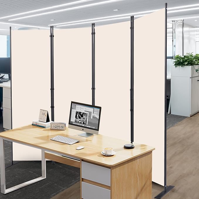 CHOSENM Room Divider, 4 Panel Folding Privacy Screens with Wider Support Feet, 6 Ft Portable Room Partition for Room Separator, 88" W X 71" H, Beige