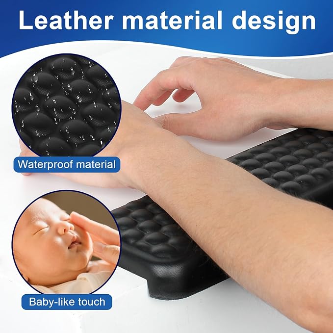 L-Shaped Desk EdgeRest, 2-Piece Set,Desk Elbow Pad, Ergonomic Design, Suitable for Desk and Table Edge, Memory Foam Material, Non-Slip and Wear-Resistant, Black Oval(Leather)
