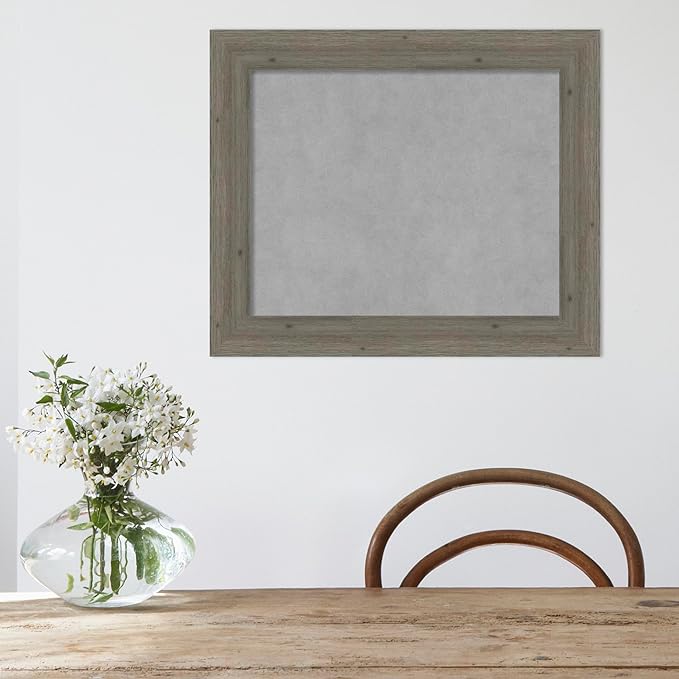 Amanti Art Grey Framed Magnetic Board 21x25 Small Vision Board for use with Magnets, 100% Metal Sheet to Display Items as Office Decor or for Home Organization in mudroom, Kitchen or Kids Room