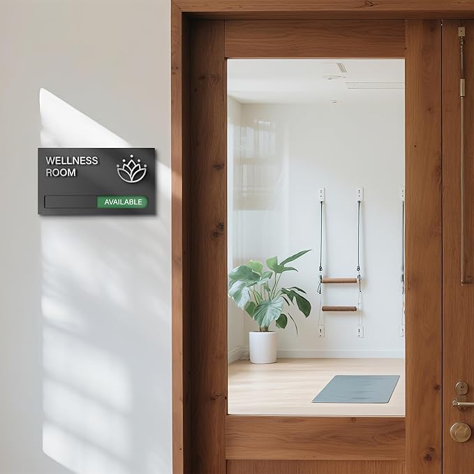Wellness Room Sign - Do Not Disturb, Door Signs for Office Business, In Use/Available Slider Indicator Tell Whether Room is Vacant Occupied