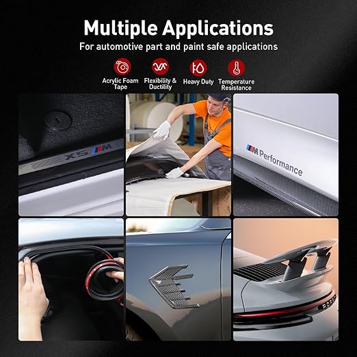 Automotive Acrylic Plus Attachment Tape 0.24" x 18Ft Made of 3M Pack of 2 Double Sided Tape PT1100 Heavy Duty for Moldings Claddings Panels Pads and Other Car Automotive Applications