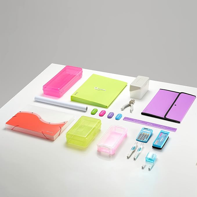 Enday Index Card Holder, 3x5 Note Flash Card Organizer Case, Stackable Index Card File with flip top, Recipe Purple, Red, Green, Blue, Grey, Pink Holder, Holds 250 Cards, Multicolor (6 Pack)