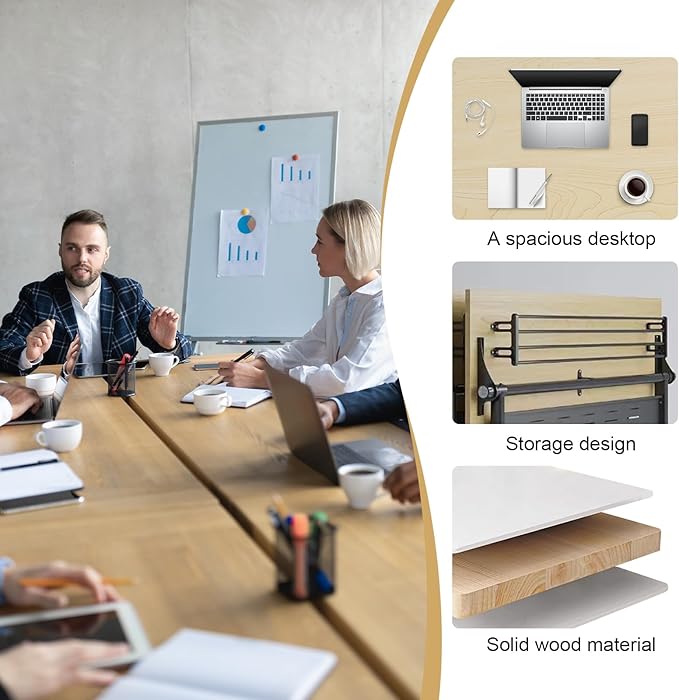 Conference Table,55.1''Folding Conference Room Table for 4-12 People,Mobile Flip Top MeetingTraining Table with Different Coulor and Styles for Offices, Classrooms,Meeting Room (8, 61''E)