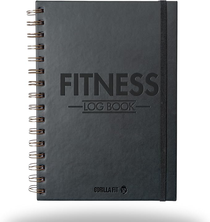 Gym Workout Journal (A5) - Hardback Leather PU Workout Tracker (128 Workouts) - Set Goals & Track Progress | Premium Fitness Journal & Log Book by Gorilla Fit